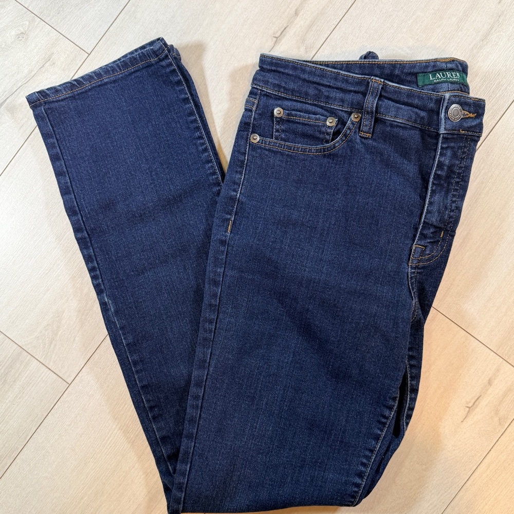 Lauren Ralph Lauren Modern Straight Leg Jeans Dark Indigo Wash Size 6 - Picture 8 of 16